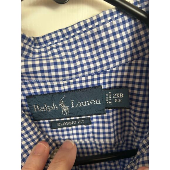 Ralph Lauren Classic Fit Blue‎ & White Gingham Buttonup Size 2XB - Picture 2 of 3